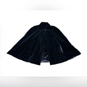 Vintage One Size Black Velvet Art Deco Edwardian Victorian Crop Capelet Cape OS